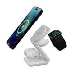 Ksix bežični punjač 3u1 15W, sklopivi, MagSafe & Qi kompatibilan, bijeli