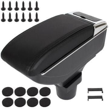 Toyota Yaris II 06-12 naslon za ruke s pretincem za odlaganje CRNA EKO KOŽA + set za ugradnju