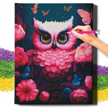 DIJAMANTNA SLIKA 5D s OKVIROM Dijamantni vez Veliki mozaik sove 40x50 cm