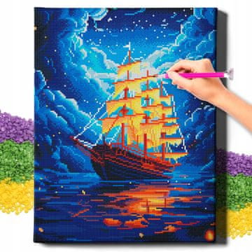 DIJAMANTNA SLIKA 5D s OKVIROM Dijamantni vez Veliki mozaik broda 40x50 cm