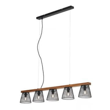 BRILONER Viseća lampa od crnog drva 5xE14 za otočni stolić, dnevni boravak, blagovaonicu, vintage stil