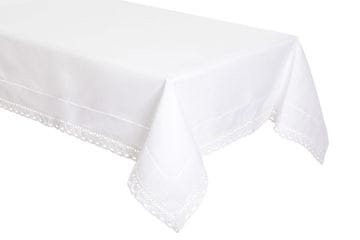 Bijeli stolnjak s porubom i krunom 140x260 Elegantno kao lan
