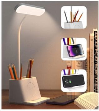 LED noćna lampa za školski stol, 3 načina rada, na baterije, bežična, USB