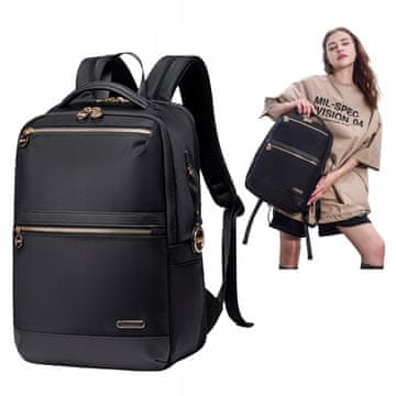 Ženski urbani ruksak crne boje za učenje, posao, za djevojku, elegantan CB00766 crne boje