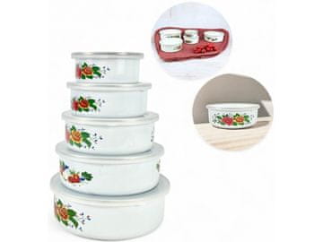 set emajliranih zdjela s poklopcima 10-18 cm/24