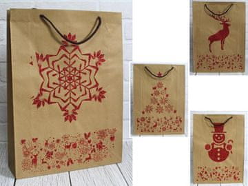 Božićna poklon vrećica s eko šljokicama 44x32,5x10cm 12 kom | XP2-19034