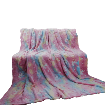Cotton World Deka koja svijetli u mraku 150x200 Jednorog i zvijezde Fluo