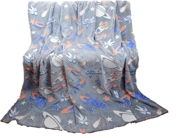 Cotton World Dekica koja svijetli u mraku 150x200 planeti u svemiru fluo