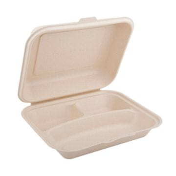 EE Menubox z trzciny cukrowej trójdzielny, dwuwarstwowy 1500 ml, 24,1 x 21 x 4 cm 50 szt.