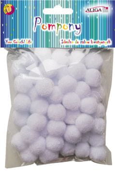 Aliga pomponi 60 kom BIJELI 2 cm | POM-401