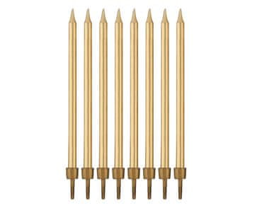 rođendanske svijeće s postoljima, zlatne, 10 cm - 8 kom. PF-SUZL