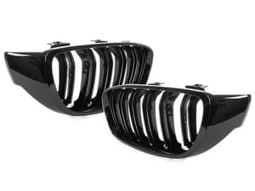 BMW 4 F32 / F33 / F36 13-18 maske između prednjih svjetala (bubrezi) lijevi + desni set CRNE SJAJNE DVOSTRUKE ŠAKE