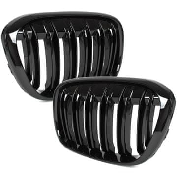 BMW X1 F48 15-19 maske između prednjih svjetala (bubrezi) lijevi + desni set CRNE SJAJNE DVOSTRUKE ŠAKE