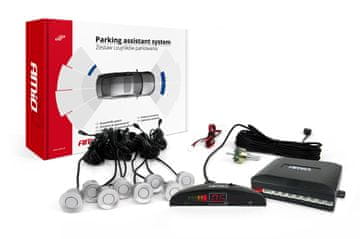 AMIO Komplet LED senzora za parkiranje unatrag, 8 senzora, srebrni, -01598