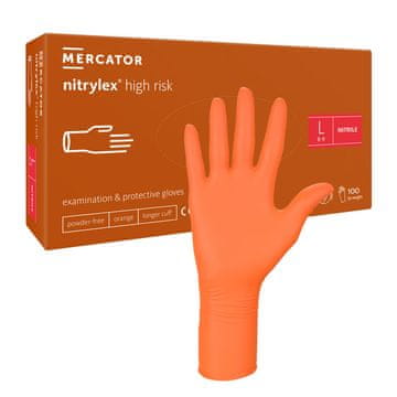 Nitrylex nitrilne rukavice visokog rizika veličine L, narančaste, 100 kom
