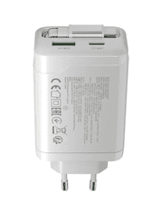 Canyon Punjač OnCharge 65RC, 65W GaN, ugrađeni USB-C kabel + USB-A/C, bijela (CNS-CURC65ACW)