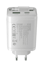 Canyon Punjač OnCharge 65RC, 65W GaN, ugrađeni USB-C kabel + USB-A/C, bijela (CNS-CURC65ACW)