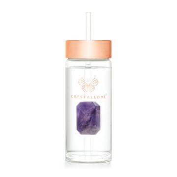 CRYSTALLOVE Staklena boca za vodu s ametistom i slamkom 400ml