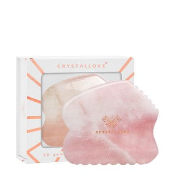 CRYSTALLOVE Rose quartz CONTOUR GUA SHA - ploča za masažu lica s ružičastim kvarcom gua sha