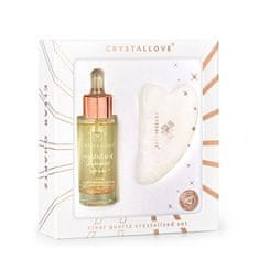 CRYSTALLOVE Set od kristala prozirnog kvarca - serum za lice s gorskim kristalom i masažnom pločom gua sha