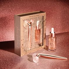 CRYSTALLOVE Ružičasti kvarc 3D lift & sculpt set - masažer za lifting i serum - ograničeno izdanje