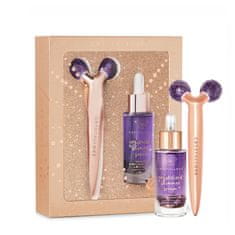 CRYSTALLOVE Amethyst 3D set za lifting i oblikovanje - masažer za lifting i serum - ograničeno izdanje