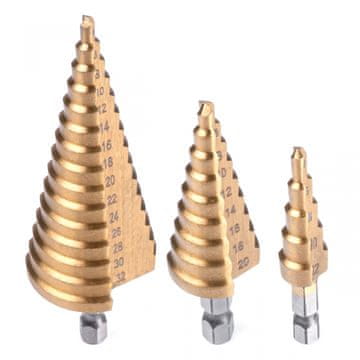 AMIO Set stepenastih konusnih svrdla za metal -03271