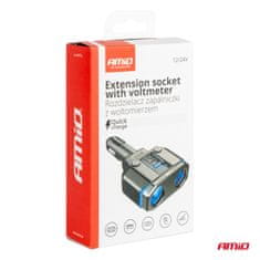 AMIO Razdjelnik za upaljač PD30W PD20W QC3.0 12V 24V + voltmetar -04174