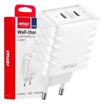 AMIO Brzo punjenje 35W 2x USB-C 100-240V -04288 zidni punjač