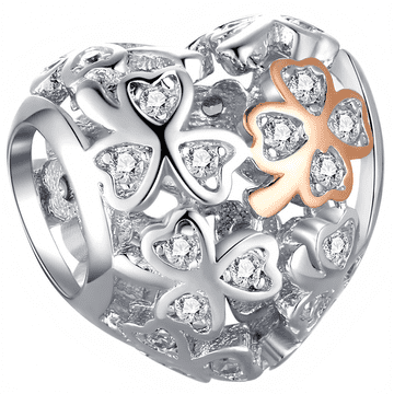 Pandora charms: srce i djetelina, privjesak charms djeteline