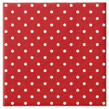 Troslojne salvete "Crvene točkice", 1/4, 33 x 33 cm 20 kom.