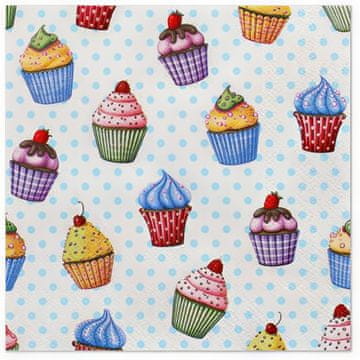 Papstar Salvete "Cupcakes" s 3 sloja 1/4 25 x 25 cm 20 kom.
