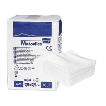 Matopat Nesterilni kompresor 7,5x7,5 od netkanog materijala 30g Matovlies 100 kom papirnate vrećice