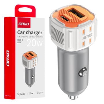 AMIO USB-A+ USB-C 20W auto punjač -03882
