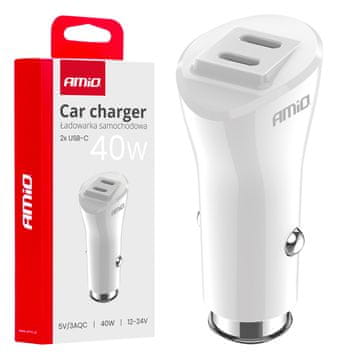 AMIO Auto punjač 2x USB-C 40W -03884