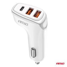 AMIO Auto punjač 2x USB-A + USB-C 38W -03886