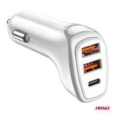AMIO Auto punjač 2x USB-A + USB-C 38W -03886