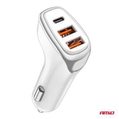 AMIO Auto punjač 2x USB-A + USB-C 38W -03886