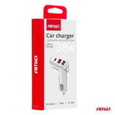 AMIO Auto punjač 2x USB-A + USB-C 38W -03886