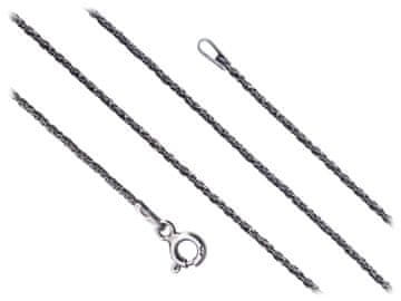 Seijou Kratki srebrni oksidirani pleteni lančić s repom lisice 1,4 mm ogrlica 35 cm
