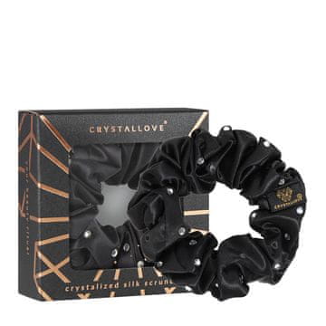 CRYSTALLOVE Svilena traka za kosu s kristalima - crna