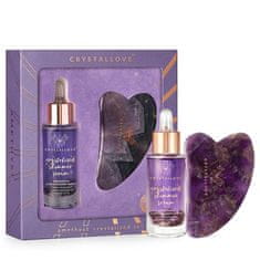CRYSTALLOVE Amethyst kristalizirani set - ametistni serum za lice i masažna ploča gua sha