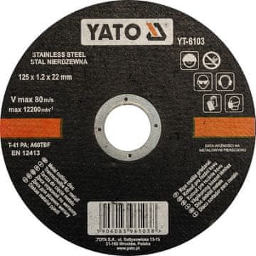 YATO Rezna ploča od nehrđajućeg čelika 125x1,2x22 mm YT-6103