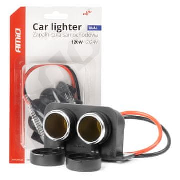 AMIO Hermetična dvostruka utičnica za upaljač za automobil 12V 24V -04130
