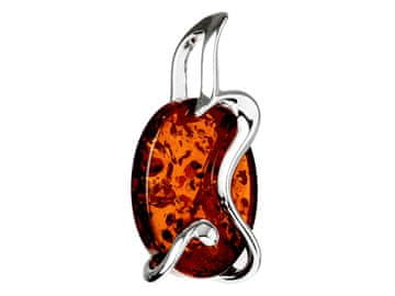 Seijou Srebrni ovalni privjesak s jantarom Mali asimetrični ovalni privjesak 925
