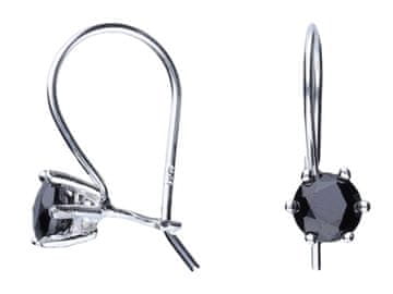 Seijou Srebrne naušnice s kubnim cirkonom, ženske viseće crne kubne cirkone 5 mm, srebrne