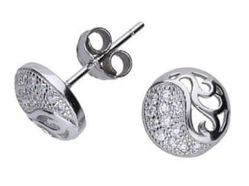 Seijou Srebrne naušnice s cirkonima, ženske, otvorene, 8 mm, srebrne
