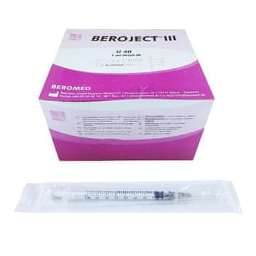 BE Inzulinska šprica s zamjenjivom iglom 1ml U-40 G27 (0,4X13) 100 kom
