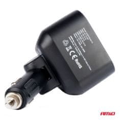AMIO Razdjelnik za upaljač za cigarete 2x USB 1x USB-C 12V 24V + voltmetar -04173