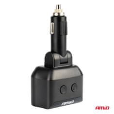 AMIO Razdjelnik za upaljač za cigarete 2x USB 1x USB-C 12V 24V + voltmetar -04173